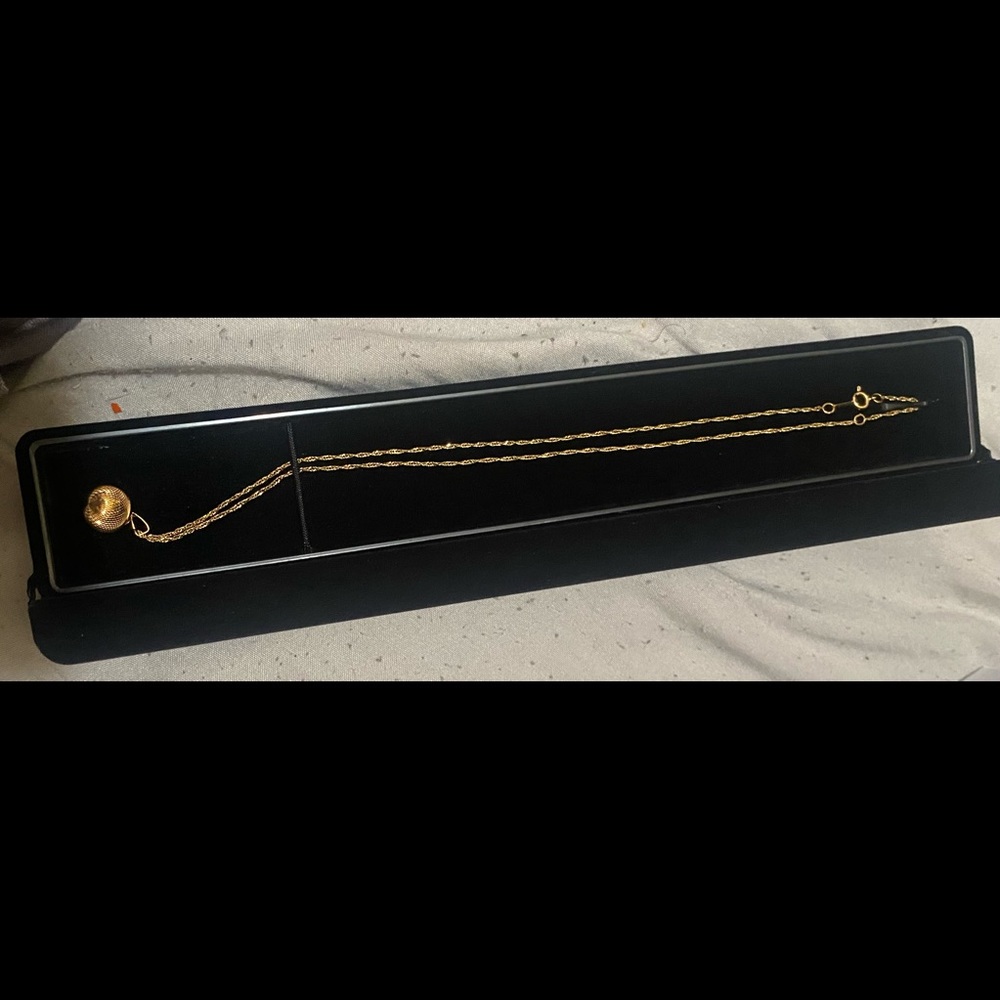 18K Gold Chain and Disco Ball Charm